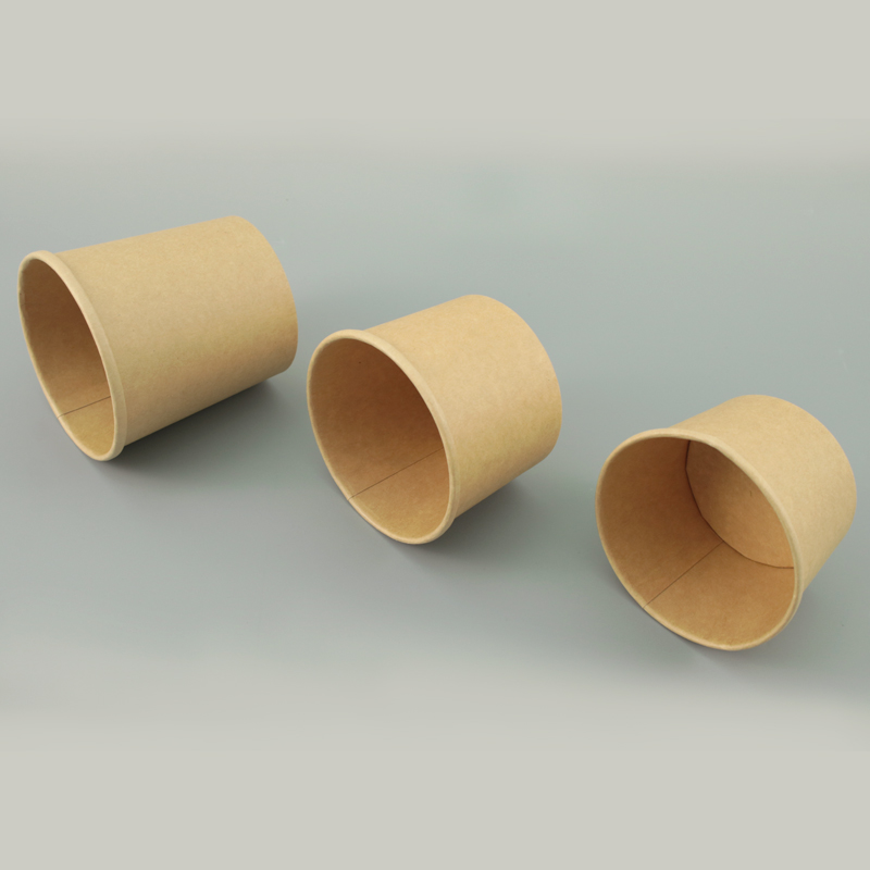 Barils de soupe en papier personnalisés avec couvercles en papier brun en papier bol à soupe jetable tasse de soupe kraft jetable