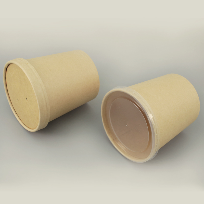 Barils de soupe en papier personnalisés avec couvercles en papier brun en papier bol à soupe jetable tasse de soupe kraft jetable