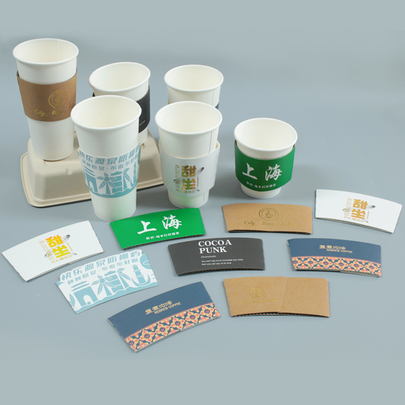 Carte de carton imprimé personnalisé manche à tasse en papier chaude pour boissons à café chaud manche de tasse